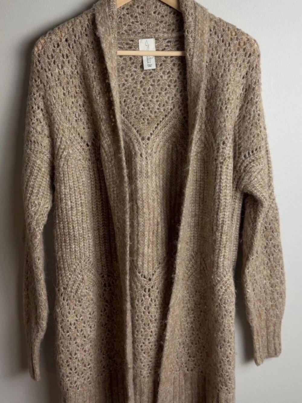 Joie Tan Open Knit Crochet Cardigan Sweater Beige Size Small Women’s